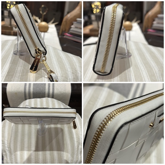 Authentic Michael Kors STUNNING "Vivian" Optic White Basket Weave Wallet, NWOT - Picture 5 of 16